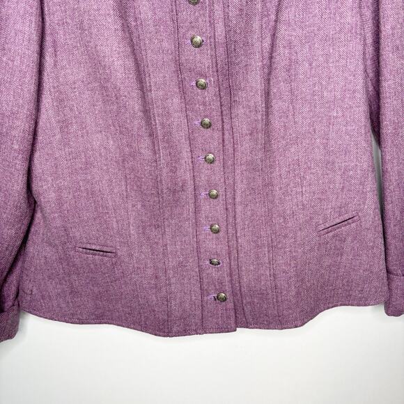 Frontier Lawrence Scott Blazer Size 14 Wool Tweed Western Puff Sleeve Victorian - Picture 5 of 14